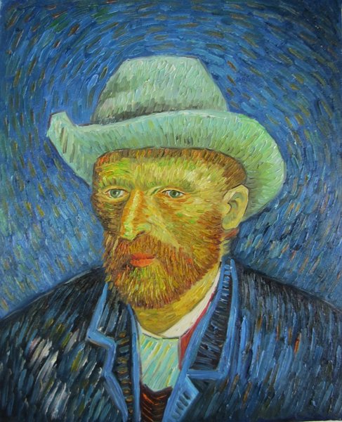 Self-Portrait with Grey Felt Hat, after Van Gogh By ZhaoXiao